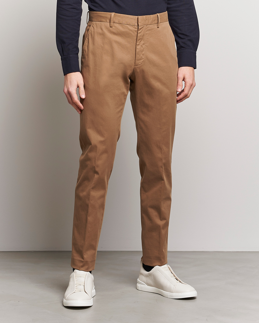 Herre | Bukser | Zegna | Slim Fit Premium Cotton Chinos Khaki