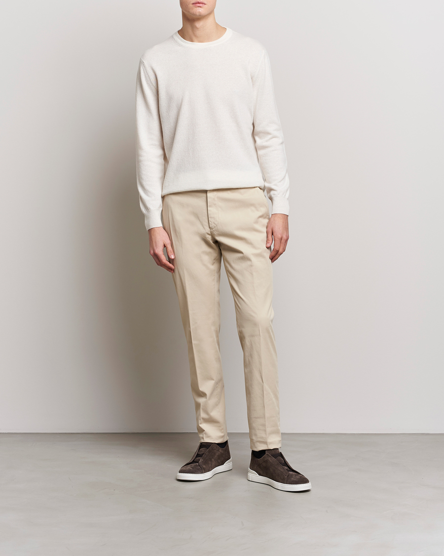 Herre | Bukser | Zegna | Slim Fit Premium Cotton Chinos Off White