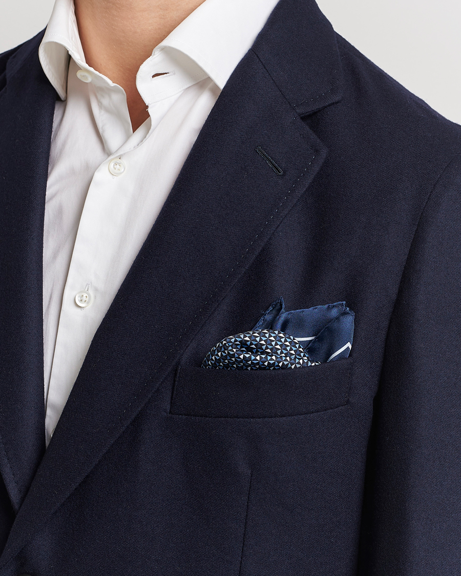 Herre | Zegna Printed Silk Pochette Navy | Zegna | Printed Silk Pochette Navy