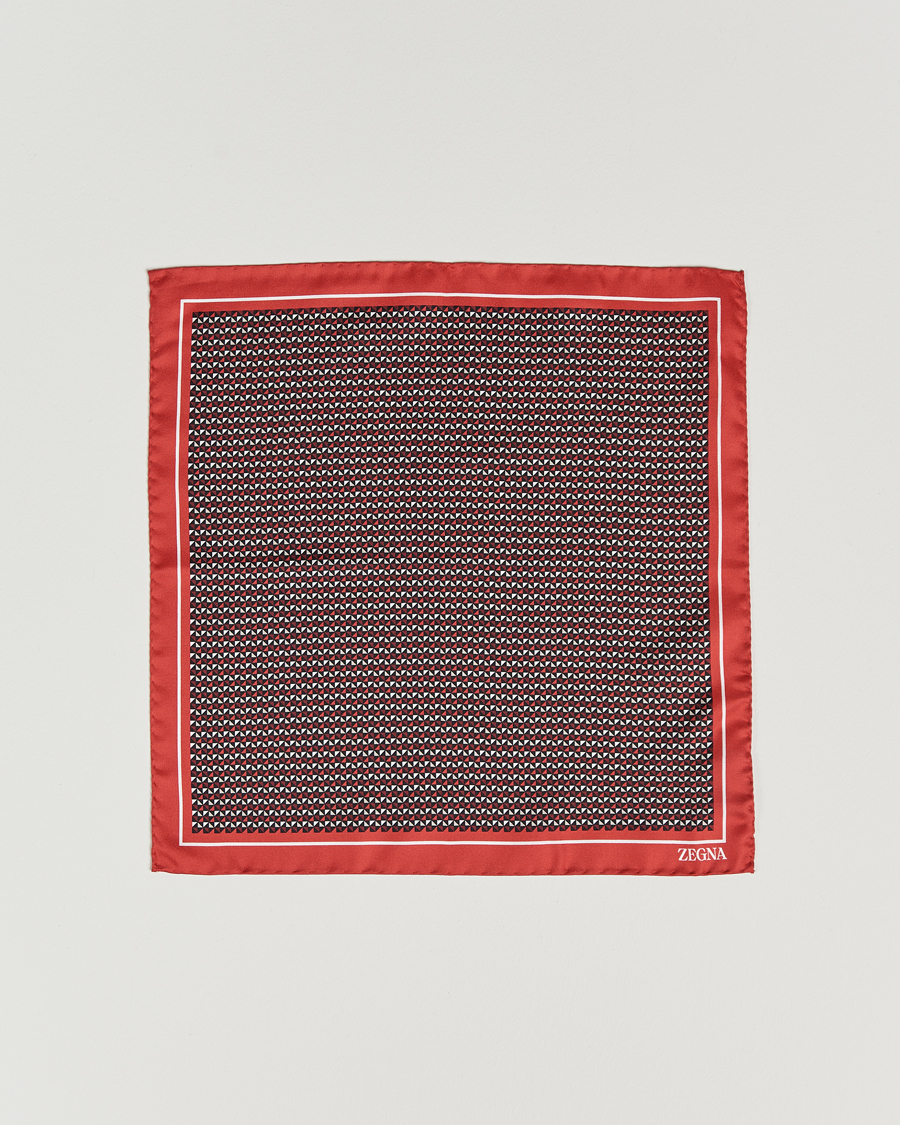 Herre | Zegna Printed Silk Pochette Dark Red | Zegna | Printed Silk Pochette Dark Red