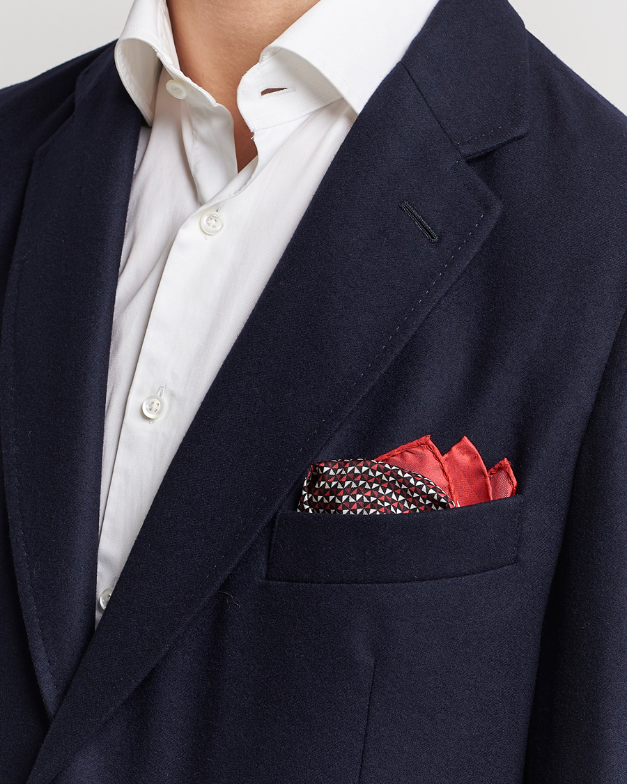 Herre | Zegna Printed Silk Pochette Dark Red | Zegna | Printed Silk Pochette Dark Red