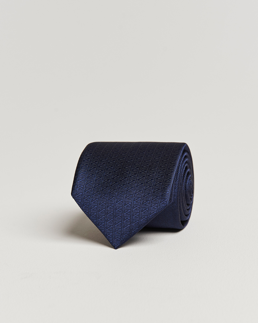 Herre | Zegna Monogram Silk Tie Navy | Zegna | Monogram Silk Tie Navy