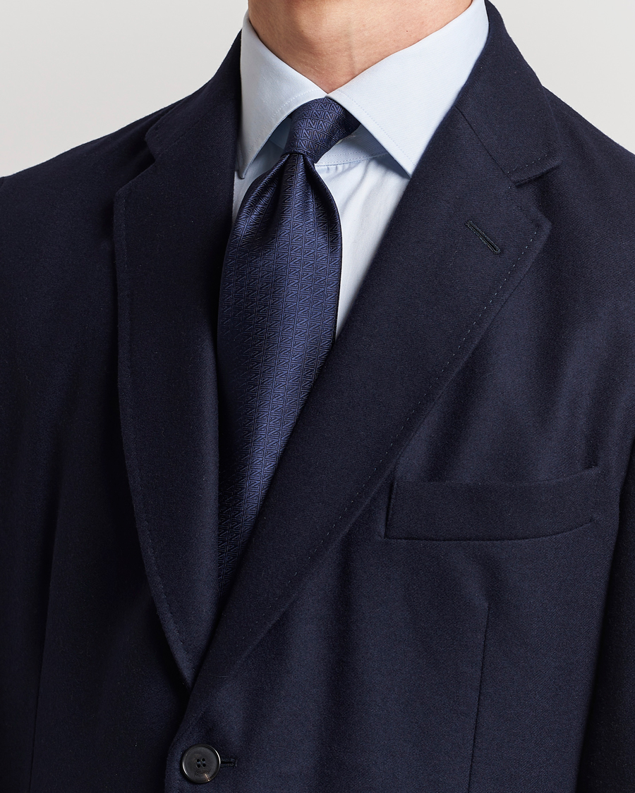 Herre |  | Zegna | Monogram Silk Tie Navy