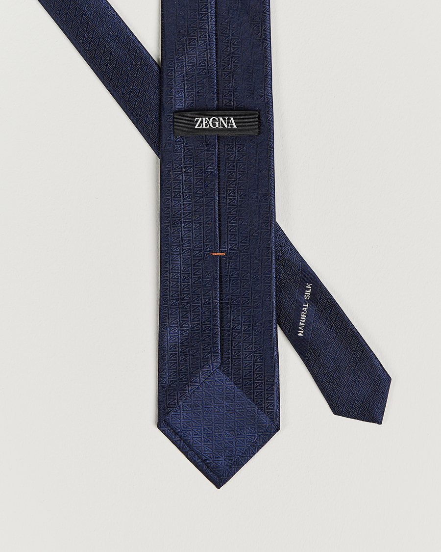Herre | Zegna Monogram Silk Tie Navy | Zegna | Monogram Silk Tie Navy
