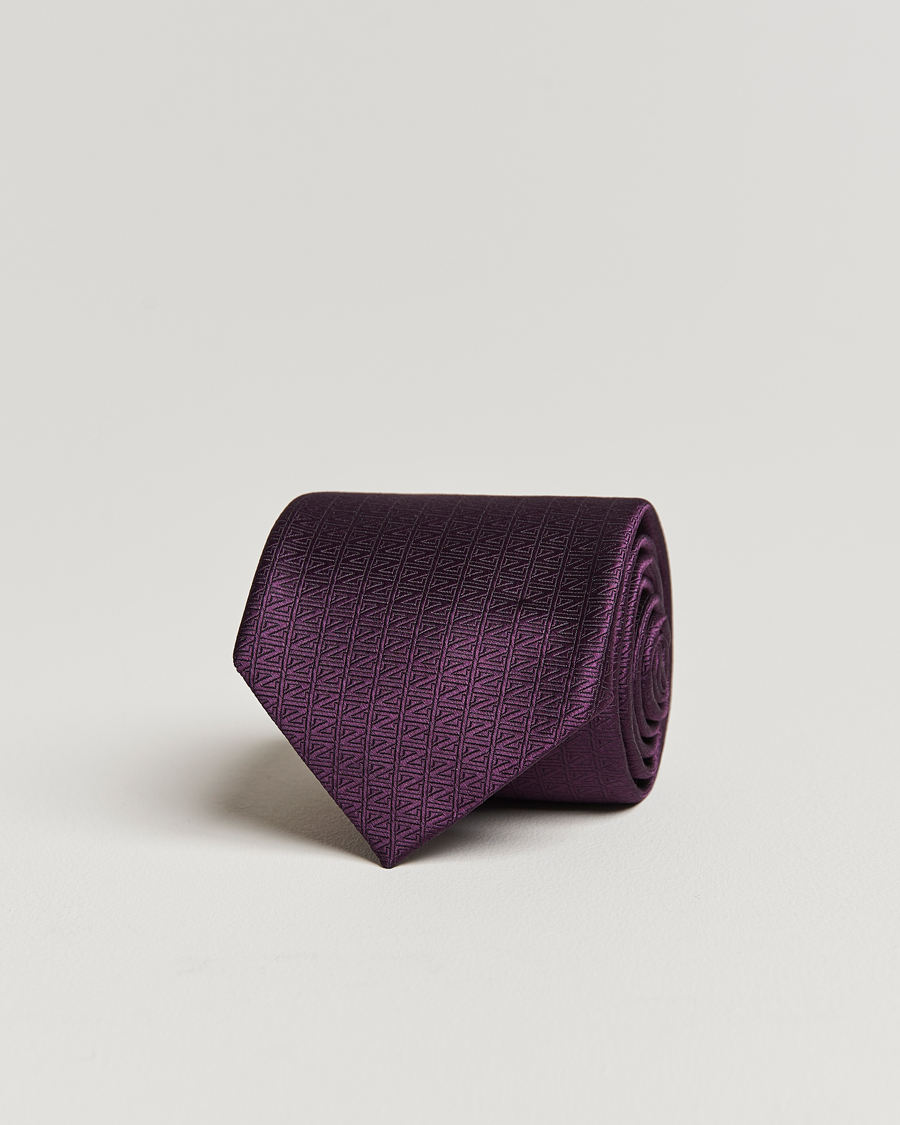 Herre | Zegna Monogram Silk Tie Dark Purple | Zegna | Monogram Silk Tie Dark Purple