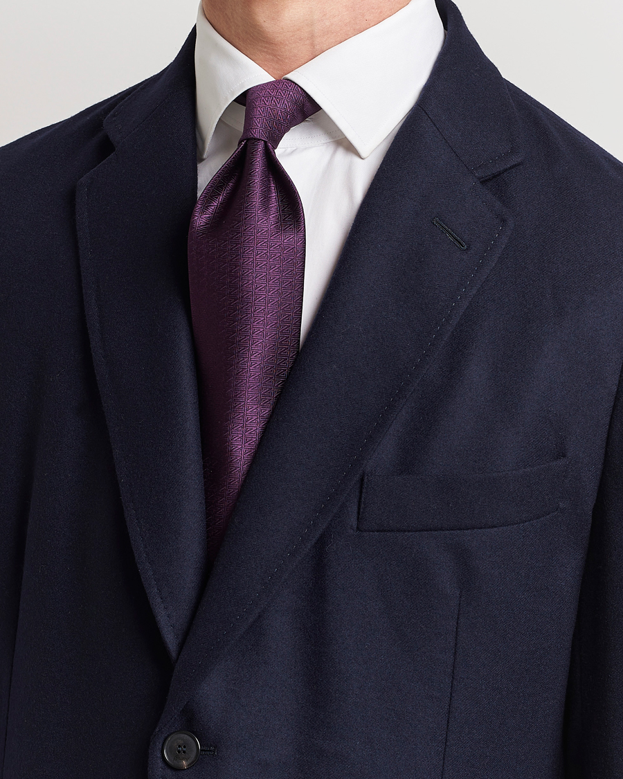 Herre | Zegna Monogram Silk Tie Dark Purple | Zegna | Monogram Silk Tie Dark Purple