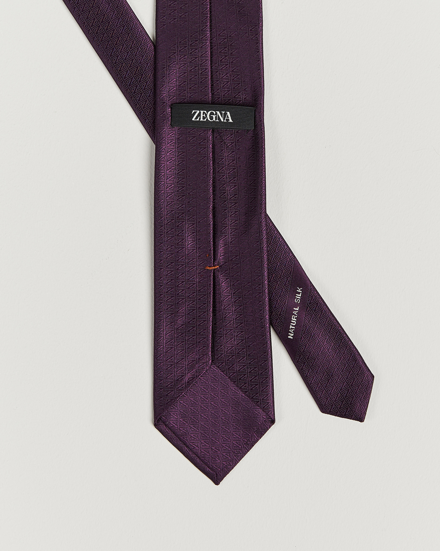 Herre | Zegna Monogram Silk Tie Dark Purple | Zegna | Monogram Silk Tie Dark Purple