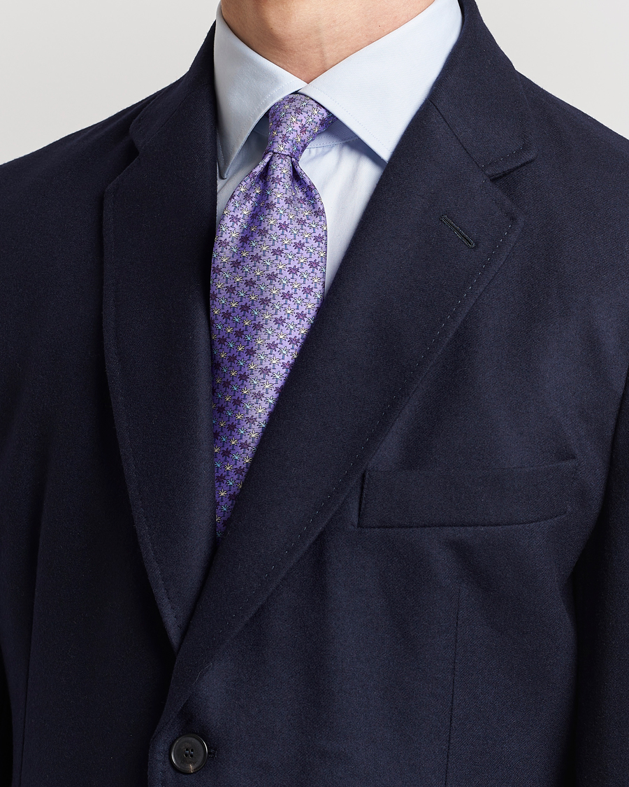 Herre | Zegna Palm Tree Printed Silk Tie Purple | Zegna | Palm Tree Printed Silk Tie Purple
