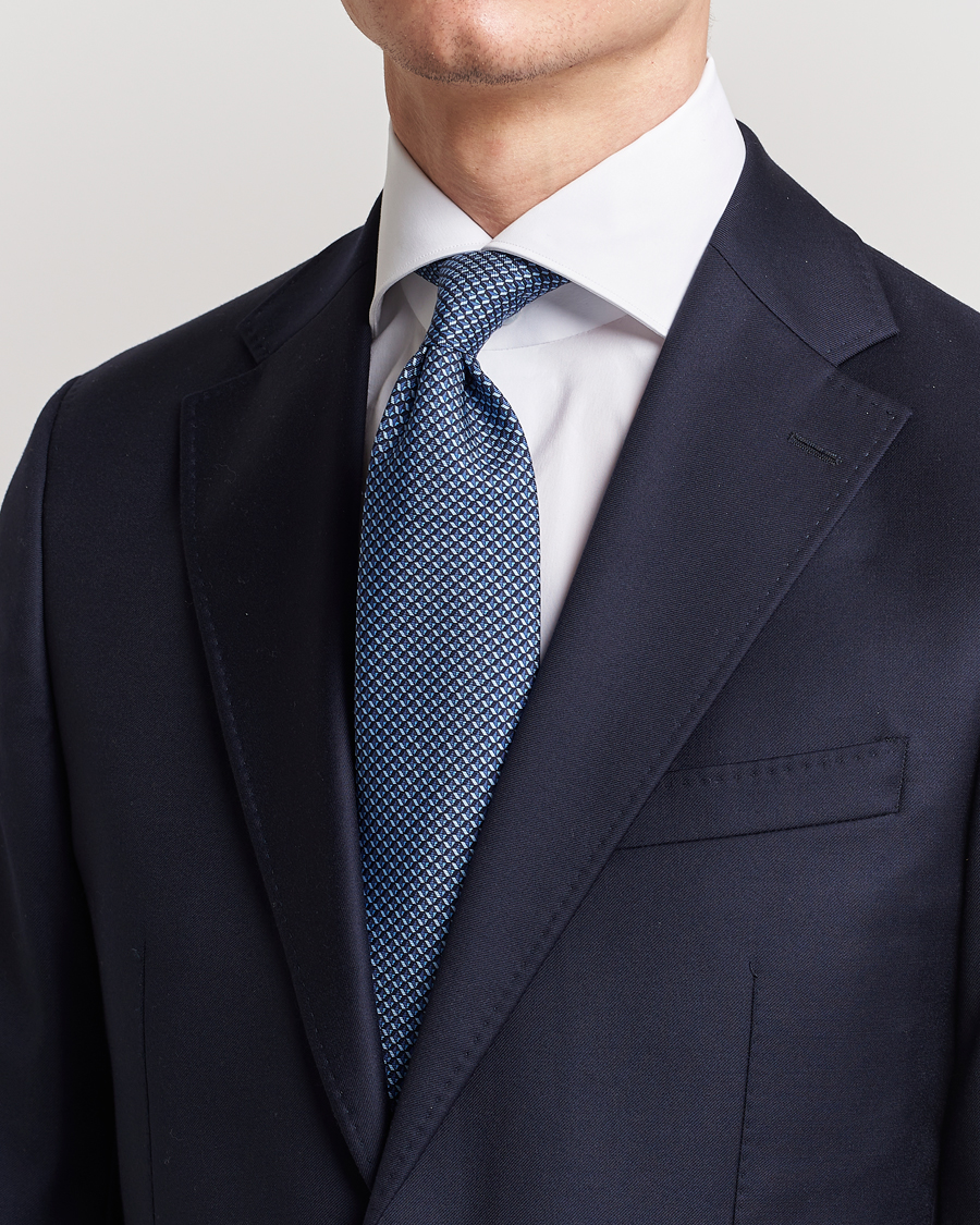 Herre | Zegna | Zegna | Geometrical Print Silk Tie Navy