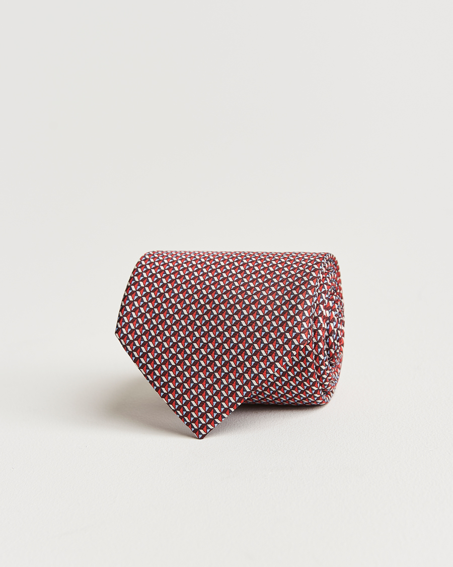 Herre | Zegna Geometrical Print Silk Tie Red | Zegna | Geometrical Print Silk Tie Red