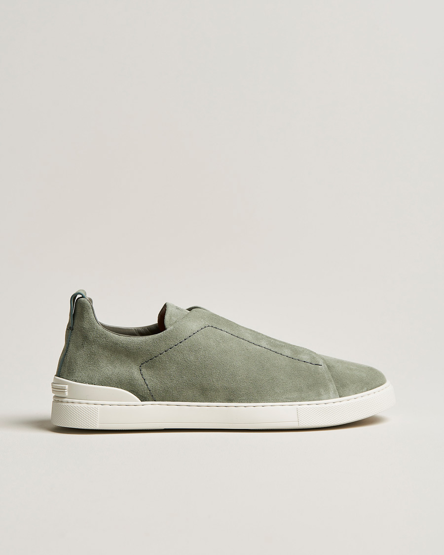 Herre | Zegna Triple Stitch Sneakers Olive Suede | Zegna | Triple Stitch Sneakers Olive Suede
