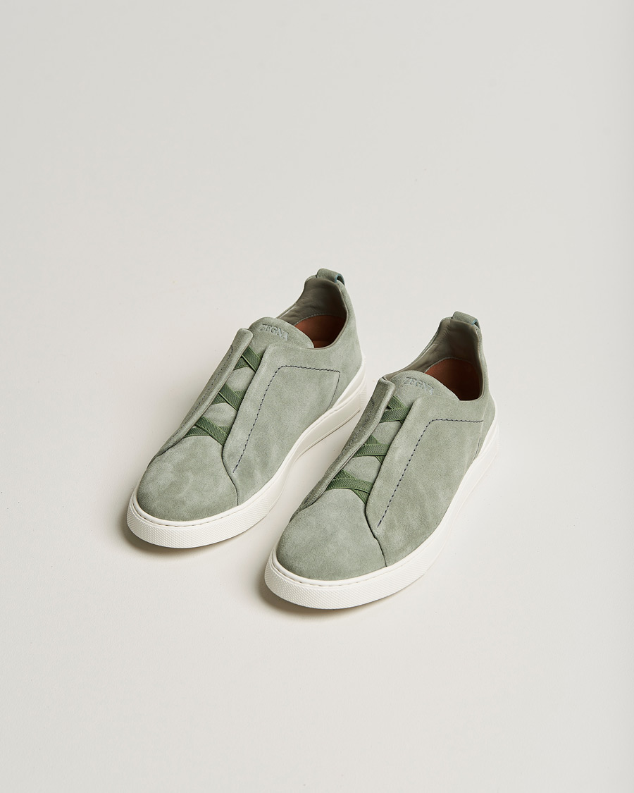 Herre | Zegna Triple Stitch Sneakers Olive Suede | Zegna | Triple Stitch Sneakers Olive Suede