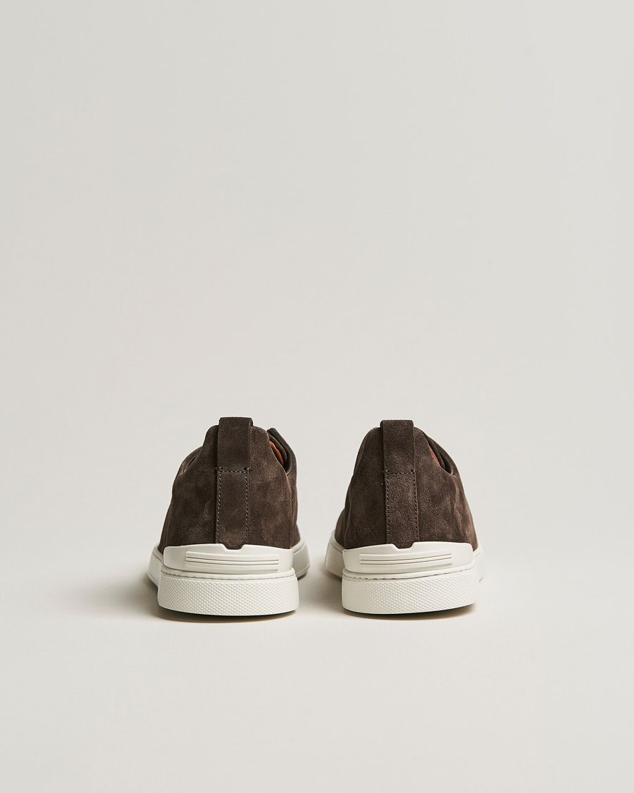 Herre | Zegna Triple Stitch Sneakers Dark Brown Suede | Zegna | Triple Stitch Sneakers Dark Brown Suede