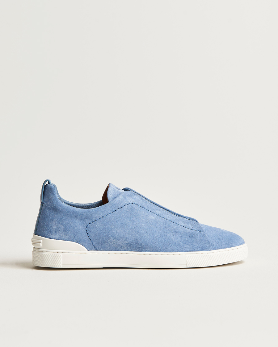 Herre | Zegna Triple Stitch Sneakers Light Blue Suede | Zegna | Triple Stitch Sneakers Light Blue Suede