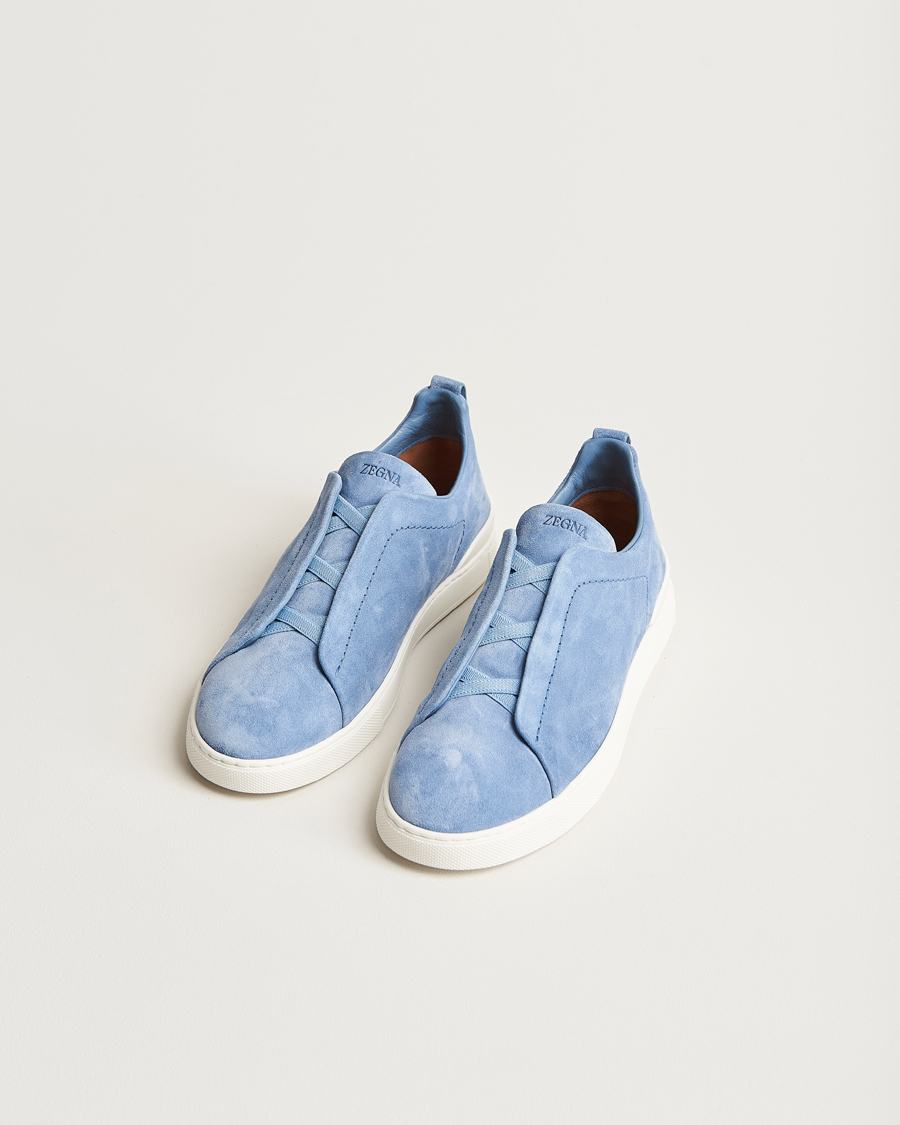 Herre | Zegna | Zegna | Triple Stitch Sneakers Light Blue Suede