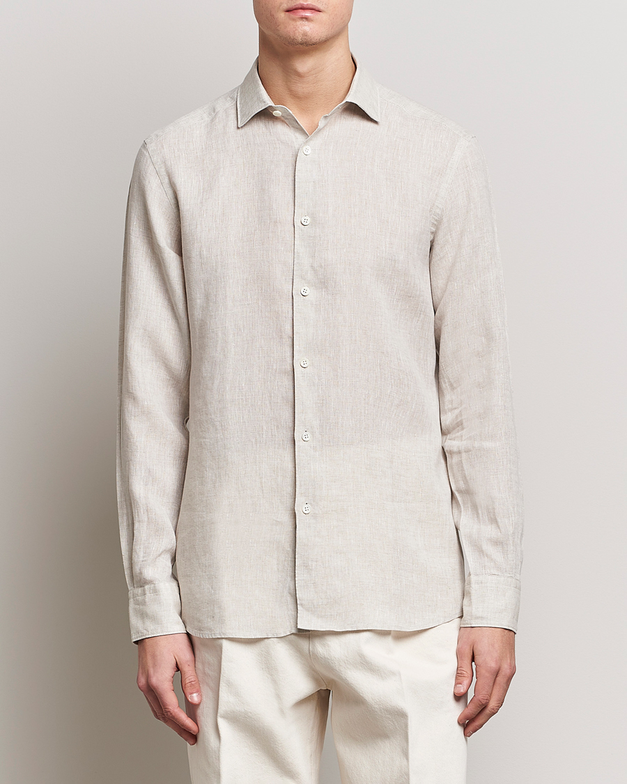 Herre | Skjorter | Zegna | Slim Fit Linen Shirt Light Beige