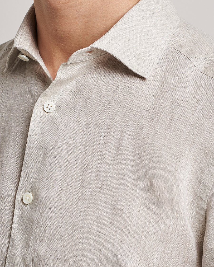 Herre | Skjorter | Zegna | Slim Fit Linen Shirt Light Beige