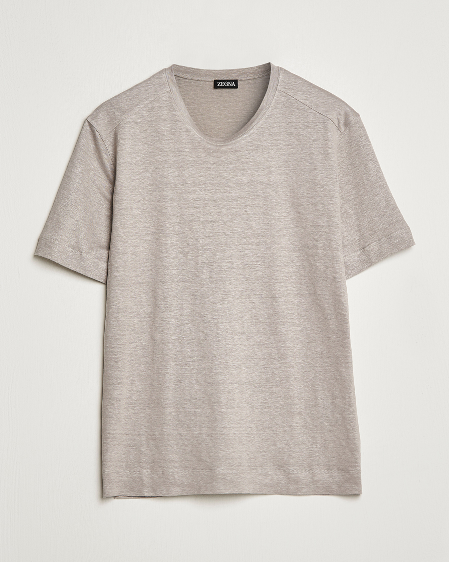 Herre | T-Shirts | Zegna | Pure Linen T-Shirt Taupe