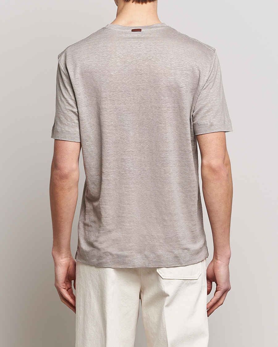 Herre | T-Shirts | Zegna | Pure Linen T-Shirt Taupe