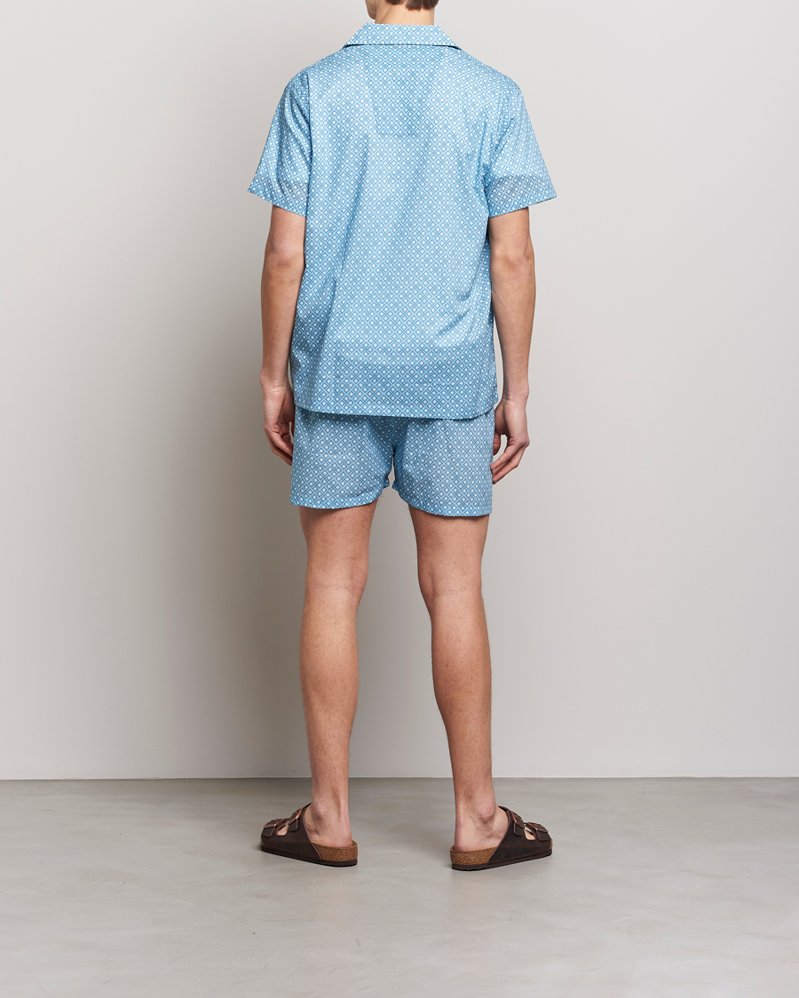 Herre | Pyjamaser | Derek Rose | Shortie Printed Cotton Pyjama Set Blue