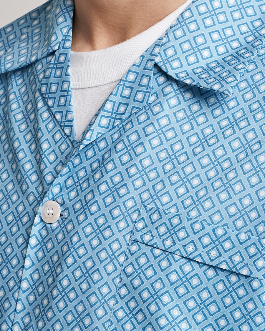 Herre | Pyjamaser og badekåper | Derek Rose | Shortie Printed Cotton Pyjama Set Blue