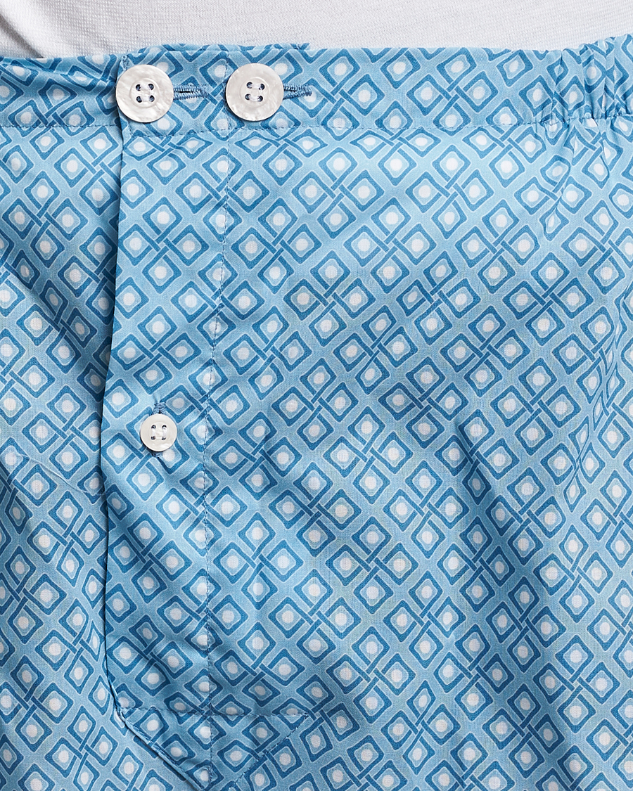 Herre | Pyjamaser og badekåper | Derek Rose | Shortie Printed Cotton Pyjama Set Blue
