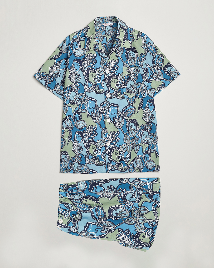 Herre | Pyjamaser og badekåper | Derek Rose | Shortie Printed Cotton Pyjama Set Multi