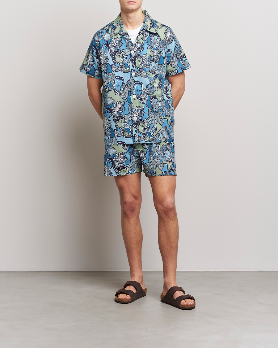 Herre | Pyjamaser og badekåper | Derek Rose | Shortie Printed Cotton Pyjama Set Multi