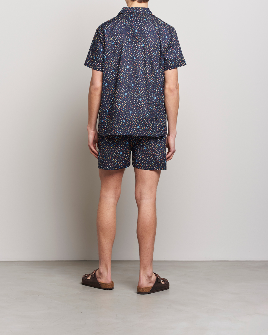 Herre | Pyjamaser og badekåper | Derek Rose | Shortie Printed Cotton Pyjama Set Navy Multi