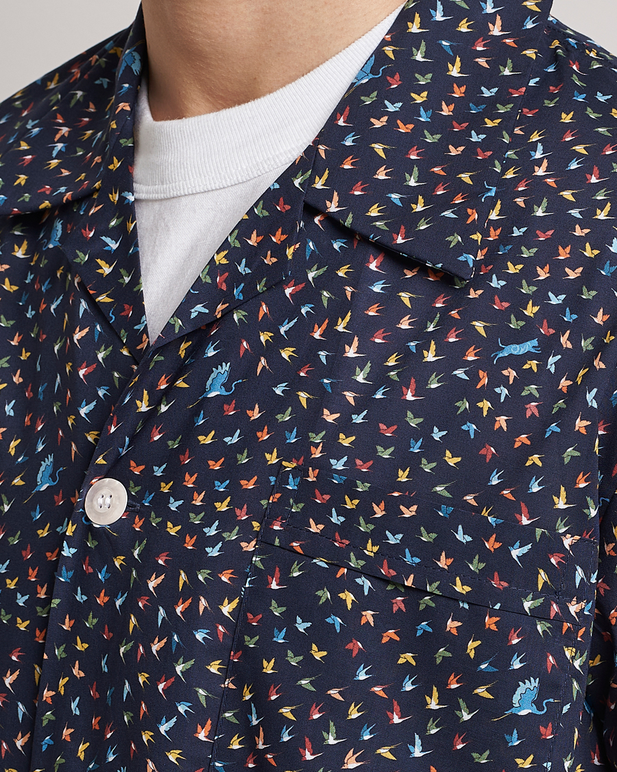 Herre | Pyjamaser og badekåper | Derek Rose | Shortie Printed Cotton Pyjama Set Navy Multi