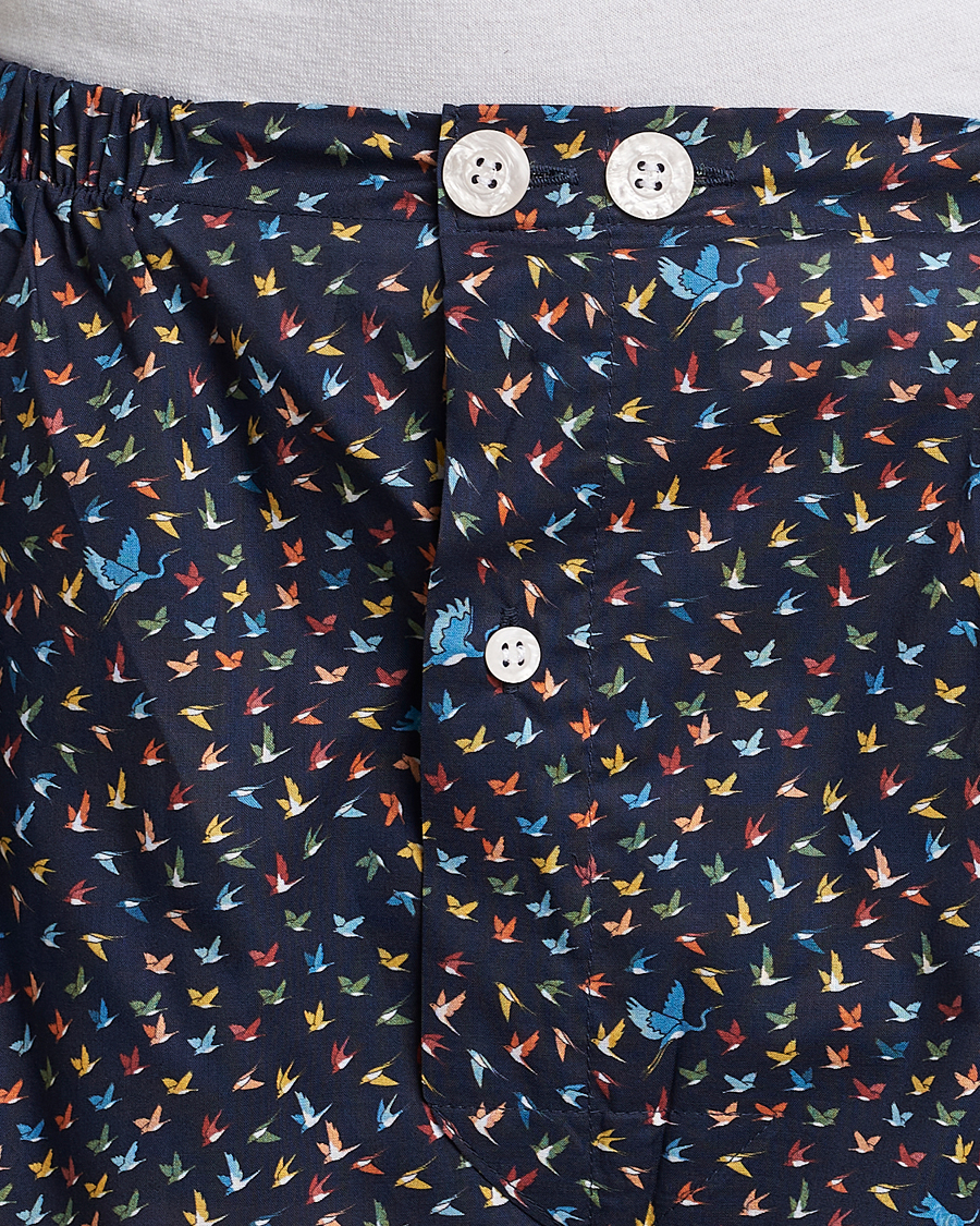 Herre | Pyjamaser og badekåper | Derek Rose | Shortie Printed Cotton Pyjama Set Navy Multi