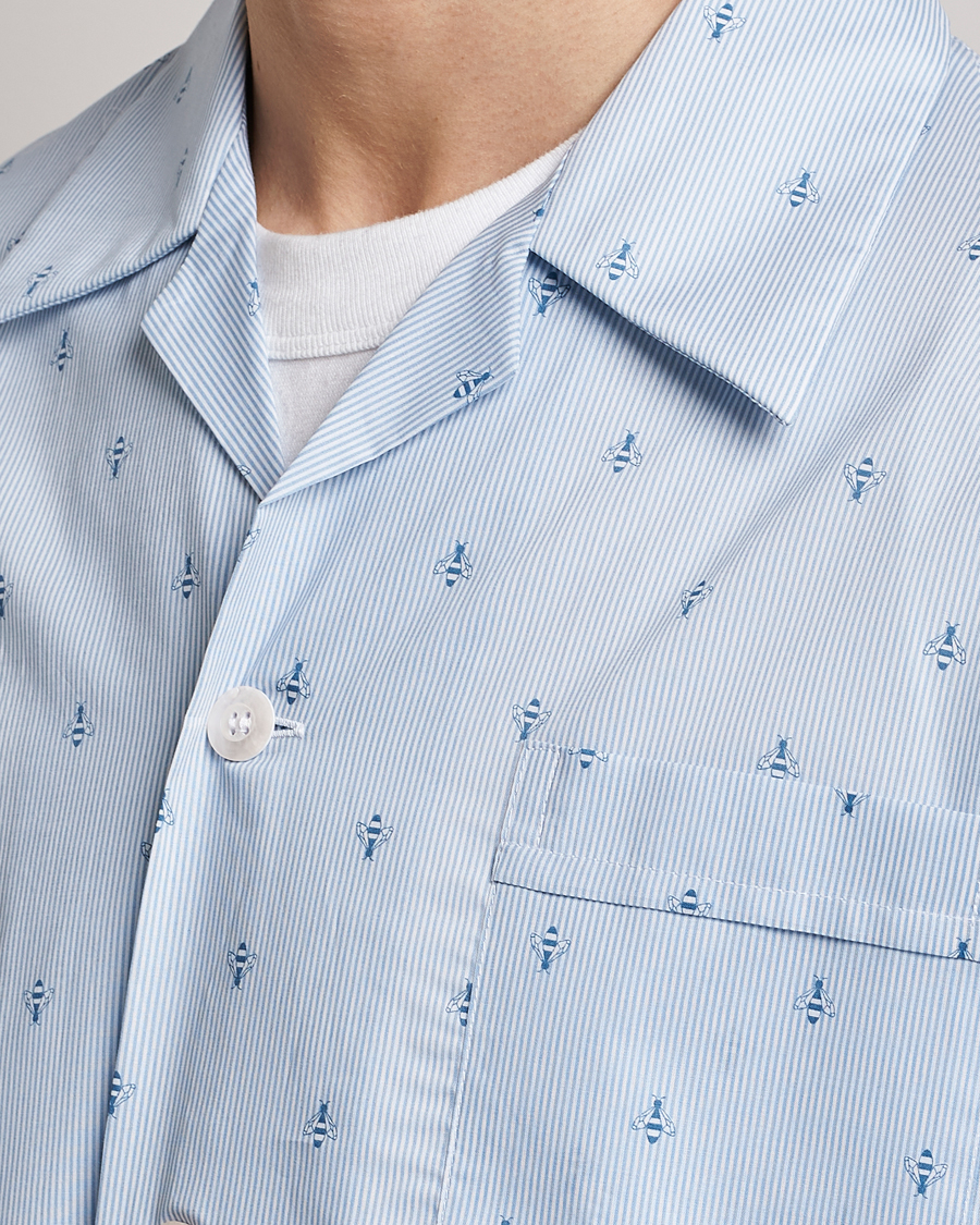 Herre | Pyjamaser og badekåper | Derek Rose | Shortie Printed Cotton Pyjama Set Blue
