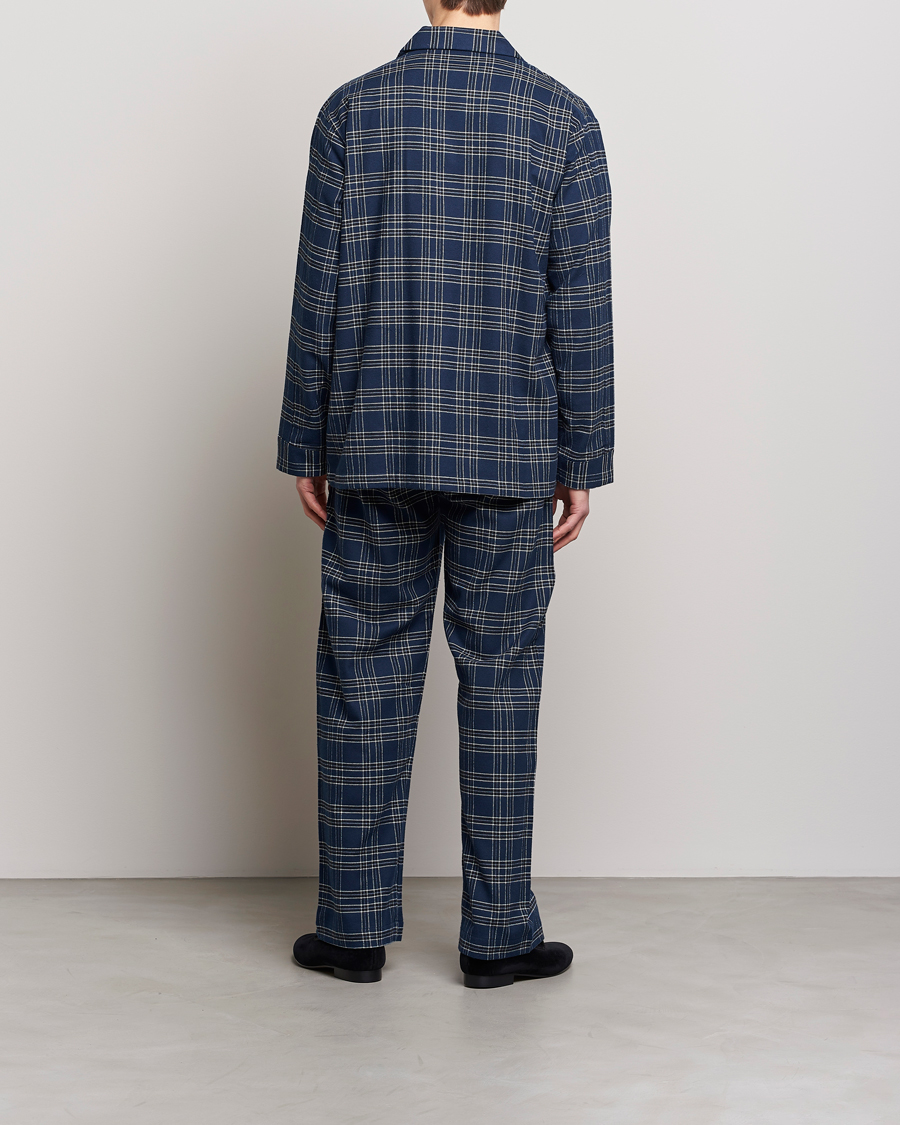 Herre |  | Derek Rose | Checked Cotton Pyjama Set Navy