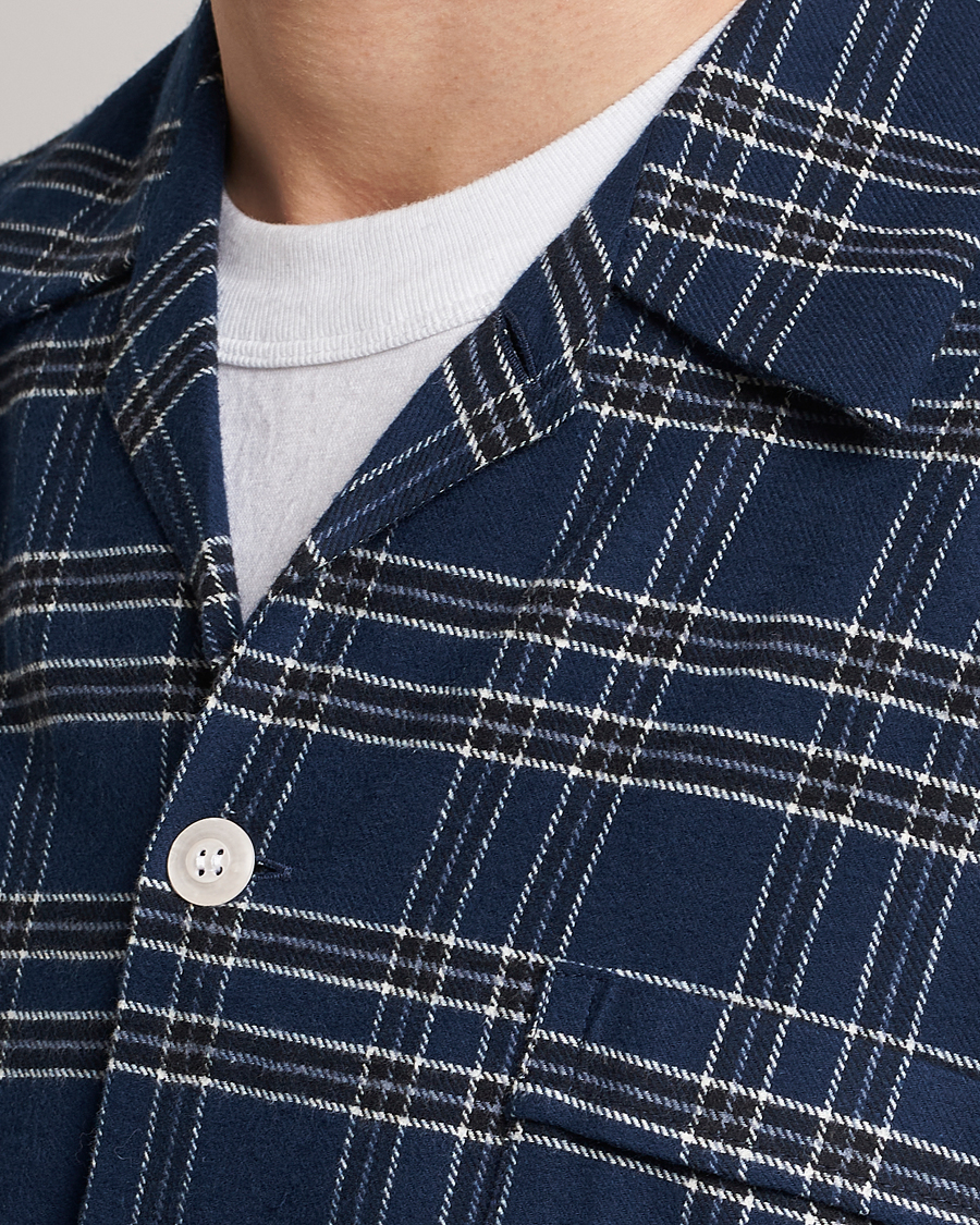 Herre | Pyjamaser og badekåper | Derek Rose | Checked Cotton Pyjama Set Navy