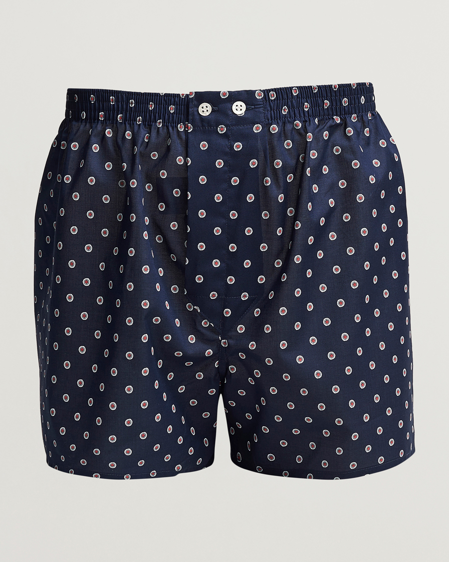 Herre | Undertøy | Derek Rose | Classic Fit Woven Cotton Boxer Shorts Navy