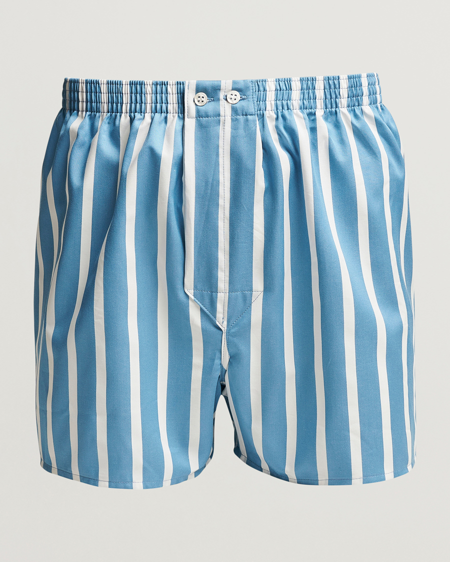 Herre | Undertøy | Derek Rose | Classic Fit Striped Cotton Boxer Shorts Blue/White