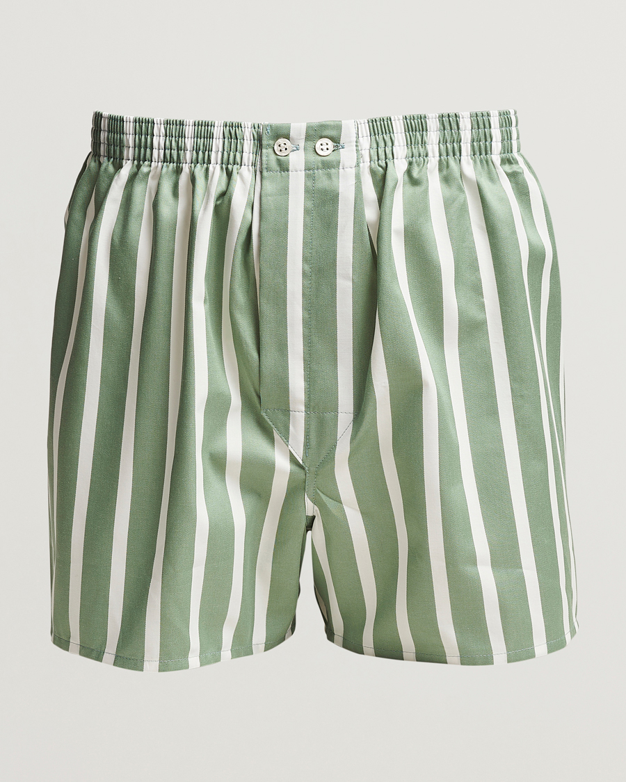 Herre | Undertøy | Derek Rose | Classic Fit Striped Cotton Boxer Shorts Green/White