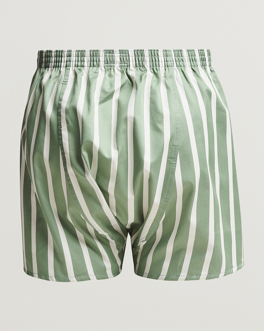 Herre | Undertøy | Derek Rose | Classic Fit Striped Cotton Boxer Shorts Green/White