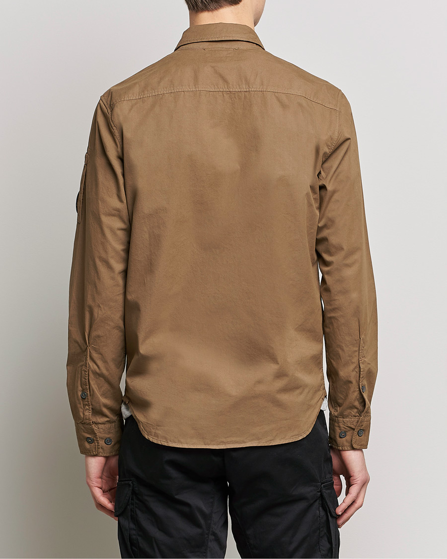 Herre | Skjorter | C.P. Company | Garment Dyed Gabardine Zip Shirt Jacket Khaki brown