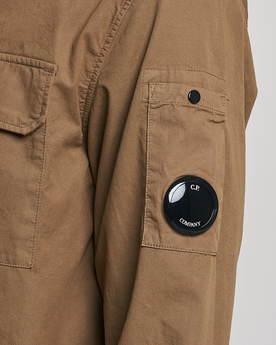 Herre | Skjorter | C.P. Company | Garment Dyed Gabardine Zip Shirt Jacket Khaki brown