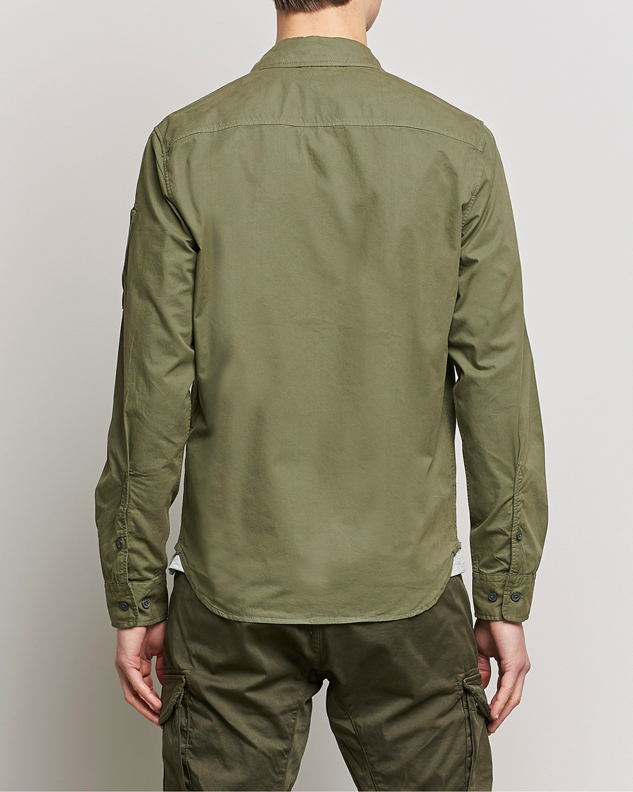 Herre | Skjorter | C.P. Company | Garment Dyed Gabardine Zip Shirt Jacket Olive
