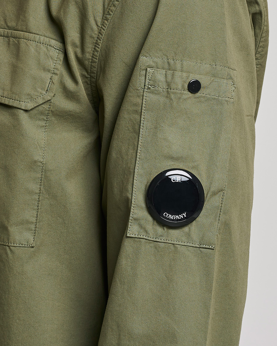 Herre | Skjorter | C.P. Company | Garment Dyed Gabardine Zip Shirt Jacket Olive
