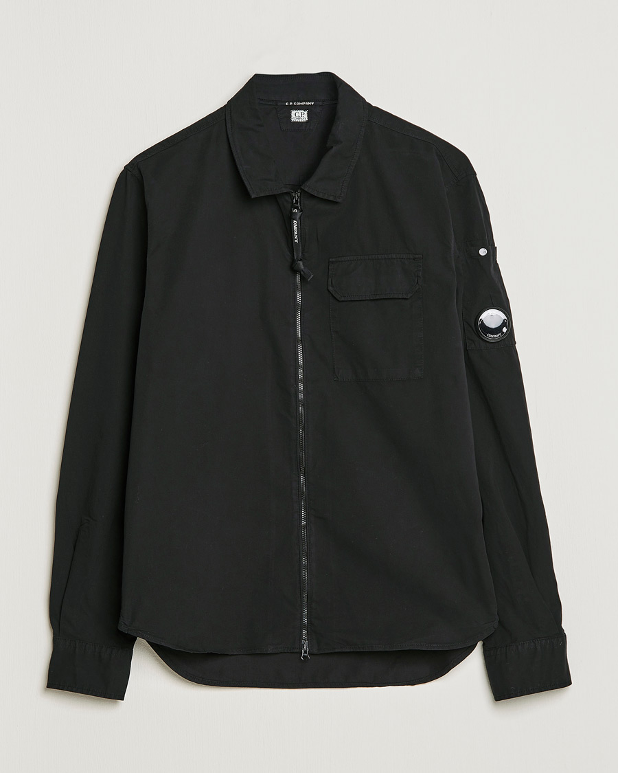 Herre | Skjorter | C.P. Company | Garment Dyed Gabardine Zip Shirt Jacket Black
