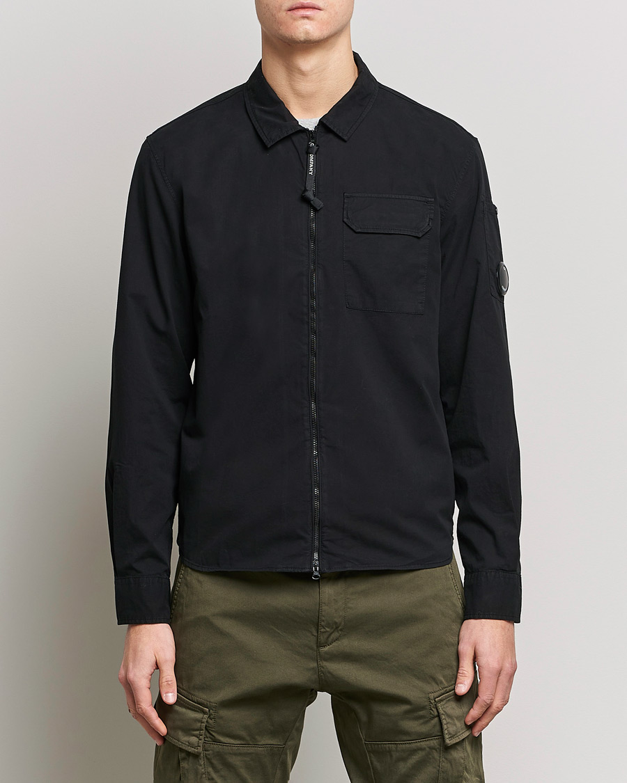 Herre | C.P. Company | C.P. Company | Garment Dyed Gabardine Zip Shirt Jacket Black