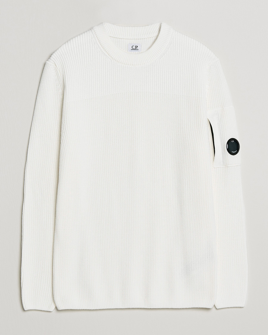 Herre | Gensere | C.P. Company | Sea Island Knitted Cotton Crew Neck White