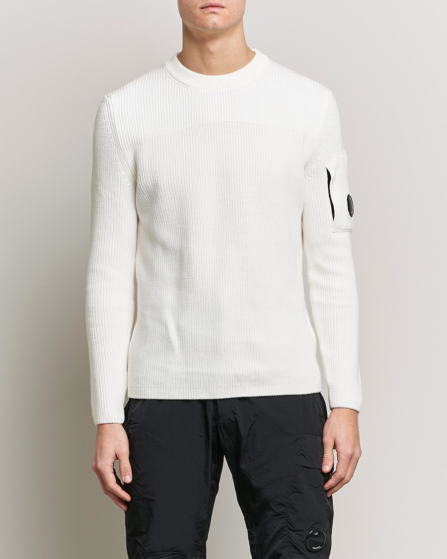 Herre | Strikkede gensere | C.P. Company | Sea Island Knitted Cotton Crew Neck White