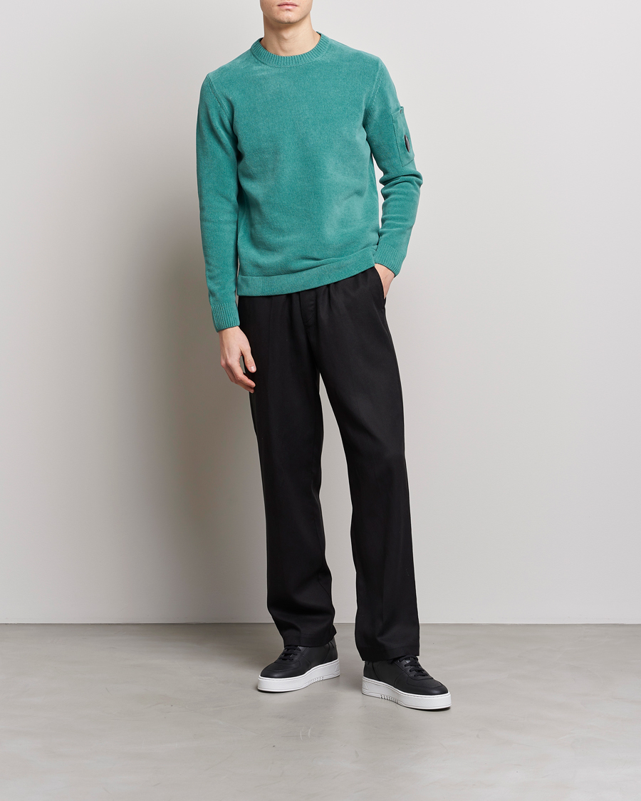 Herre | Gensere | C.P. Company | Cotton Chenille Crew Neck Ocean Green