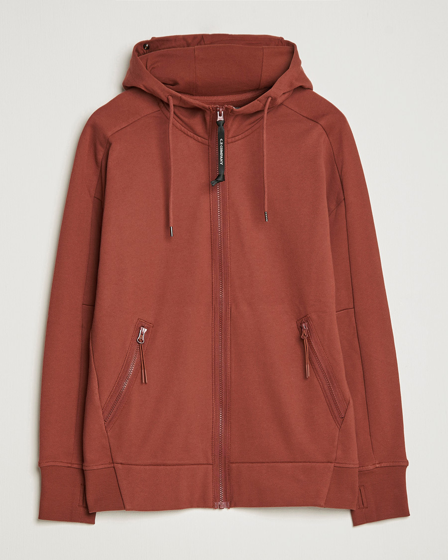 Herre | Gensere | C.P. Company | Diagonal Raised Fleece Full Zip Goggle Hoodie Rust