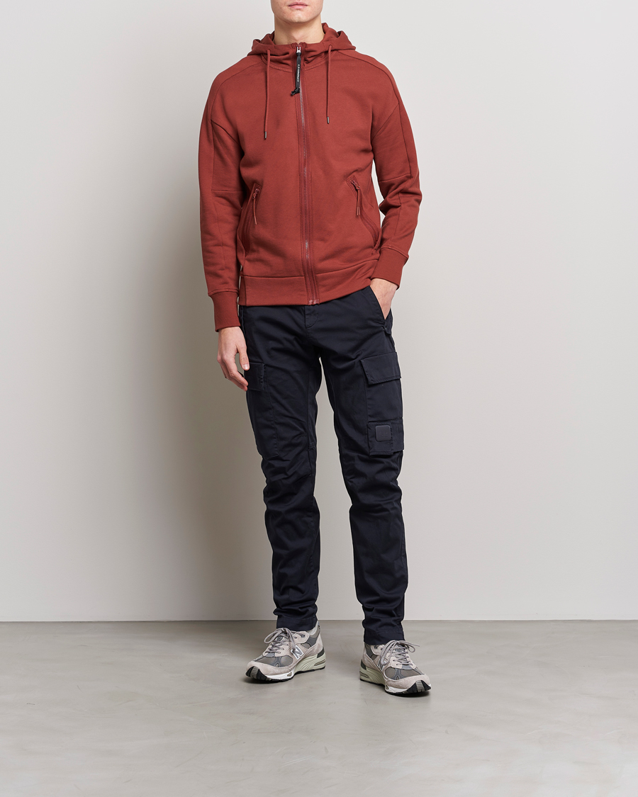 Herre | Gensere | C.P. Company | Diagonal Raised Fleece Full Zip Goggle Hoodie Rust