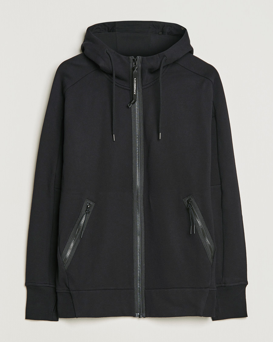 Herre | Gensere | C.P. Company | Diagonal Raised Fleece Full Zip Goggle Hoodie Black